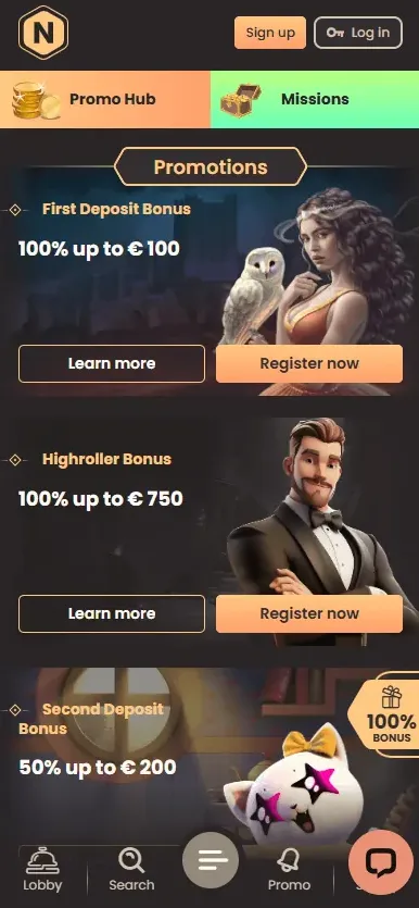 National Casino: promociones (versión móvil)